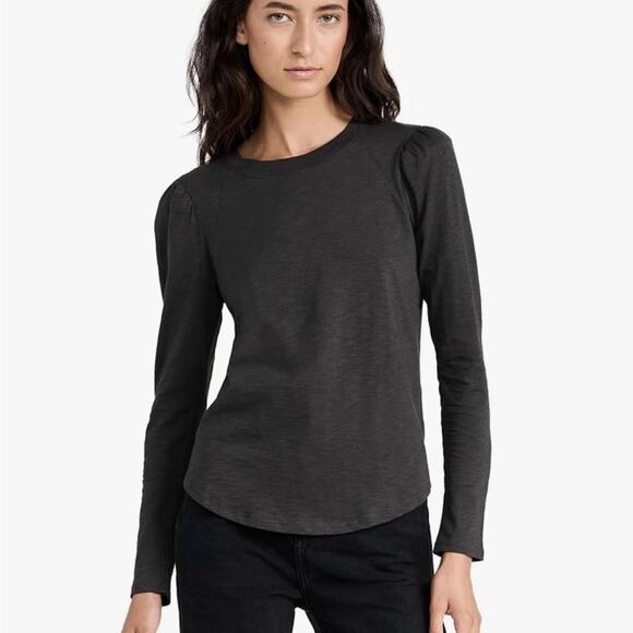 Veronica Beard Baseball Mason Charcoal Long Sleeve Tee Pimo Cotton Top Women's L - Picture 8 of 9